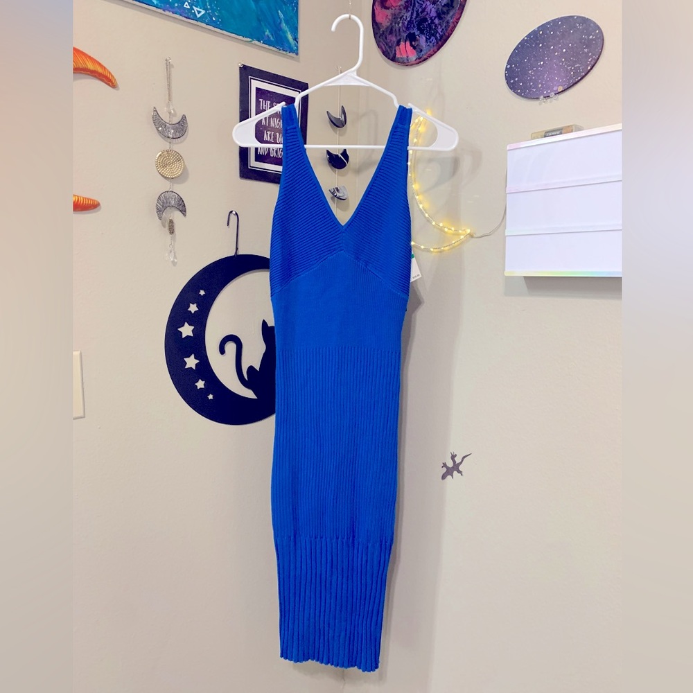 XOXO bright azure blue bodycon sweater dress NWT